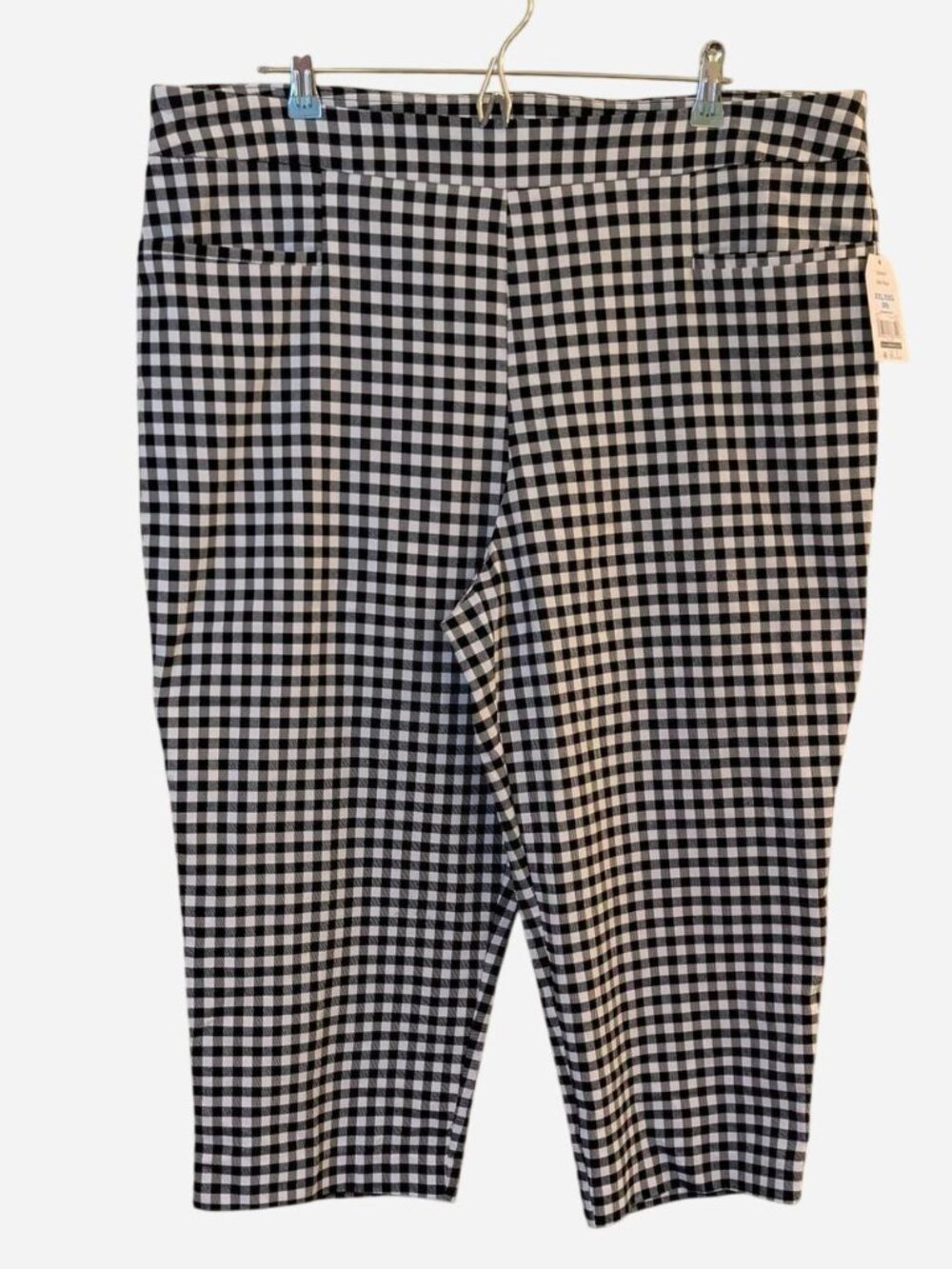 Time and Tru Women’s Black & White Gingham Stretch Capri Pants 2XL NWT
